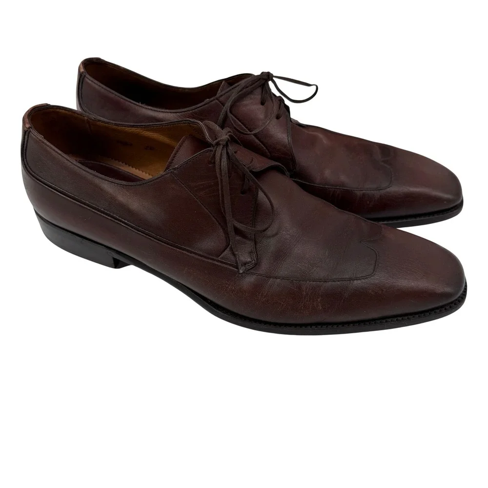 Stefano Sassetti‎ Brown Leather Oxford Dress Shoes Italy Goodyear Size 10